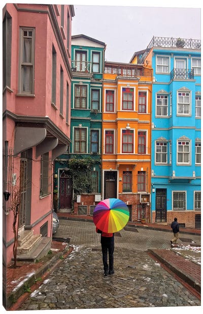 Balat Umbrella Canvas Art Print - Istanbul Art