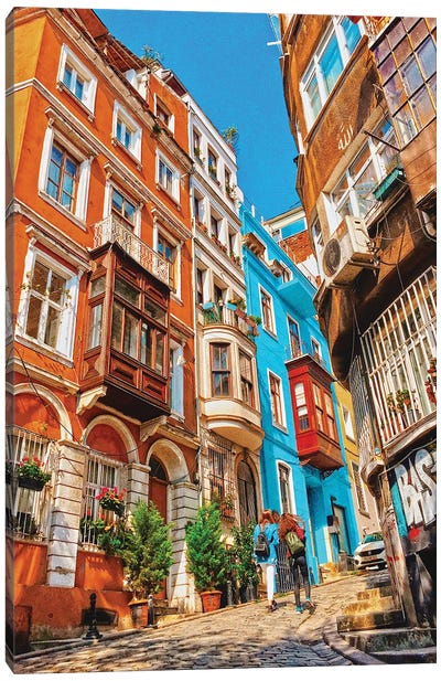 Beyoglu Color Street Canvas Art Print - Turkey Art