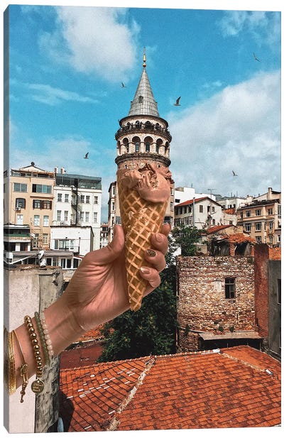 Galata Tower Ice Cream Canvas Art Print - Turkey Art