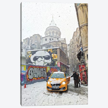 Galata Tower Snow Canvas Print #OZC54} by Mustafa Tayfun Özcan Canvas Artwork