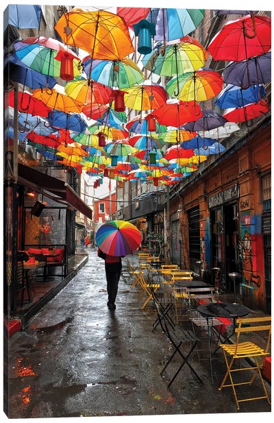 Karakoy Coffee Street Canvas Art Print - Umbrellas 