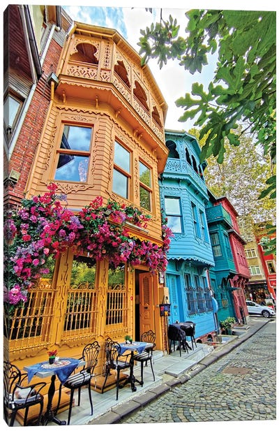 Kuzguncuk Color Houses Canvas Art Print - Turkey Art
