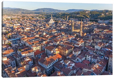 Aerial View Of Historic Center, Florence, Tuscany Region, Italy Canvas Art Print - Peter Adams