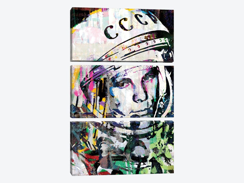 Yuri Gagarin by The Pop Art Factory 3-piece Canvas Print