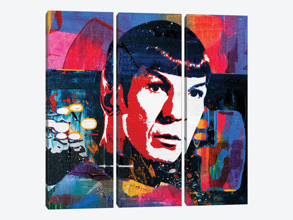 Inspired By Leonard Nimoy As Mr. Spock by The Pop Art Factory 3-piece Canvas Art Print
