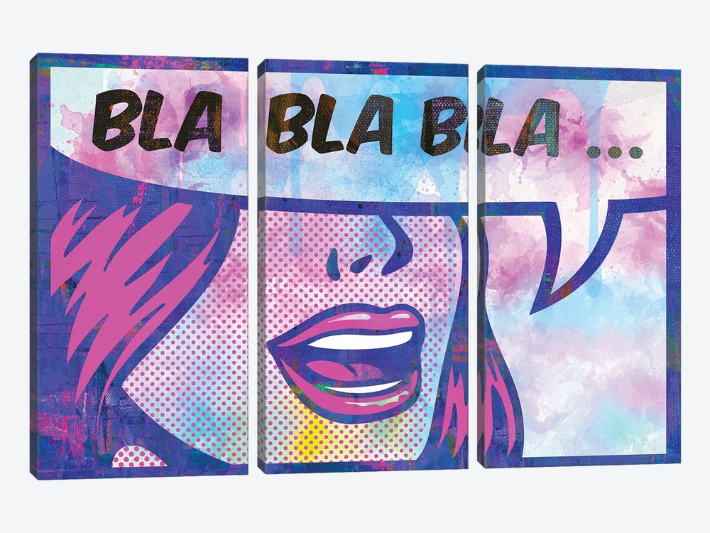 Bla Bla Bla by The Pop Art Factory 3-piece Canvas Print