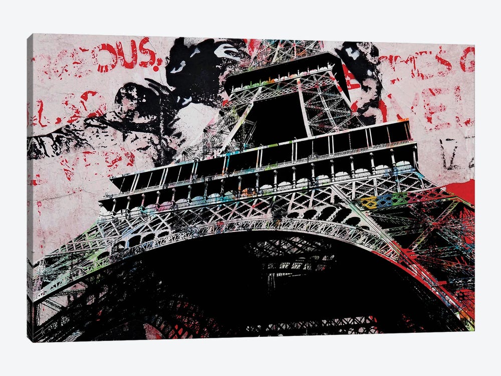 Eiffel Tower Graffiti Three by The Pop Art Factory 1-piece Canvas Wall Art