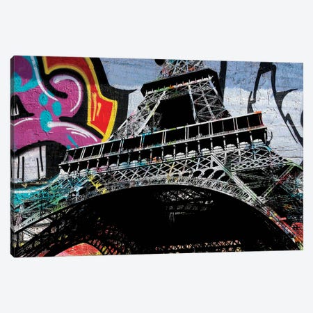 Eiffel Tower Graffiti Four Canvas Print #PAF14} by The Pop Art Factory Canvas Art