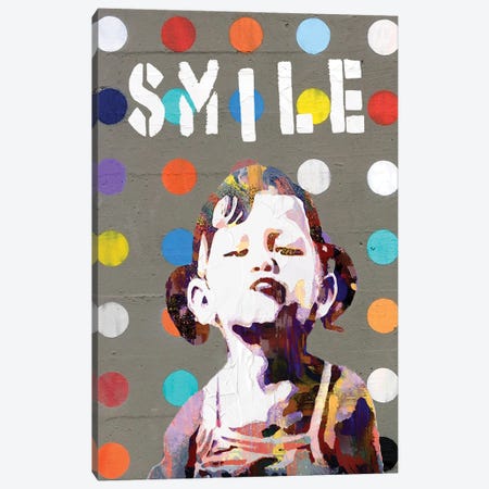 Smile Girl (Homage To Banksy) Canvas Print #PAF154} by The Pop Art Factory Canvas Print