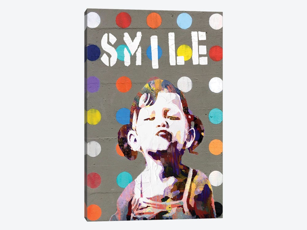 Smile Girl (Homage To Banksy) by The Pop Art Factory 1-piece Canvas Wall Art