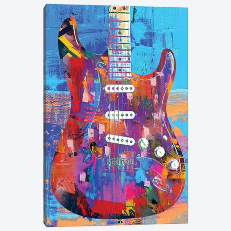 Painted Stratocaster Canvas Print #PAF203} by The Pop Art Factory Canvas Wall Art