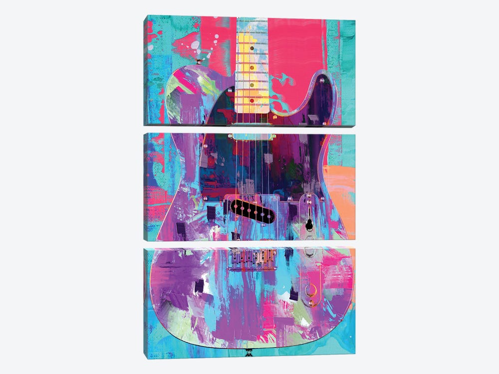 Painted Telecaster by The Pop Art Factory 3-piece Canvas Art Print