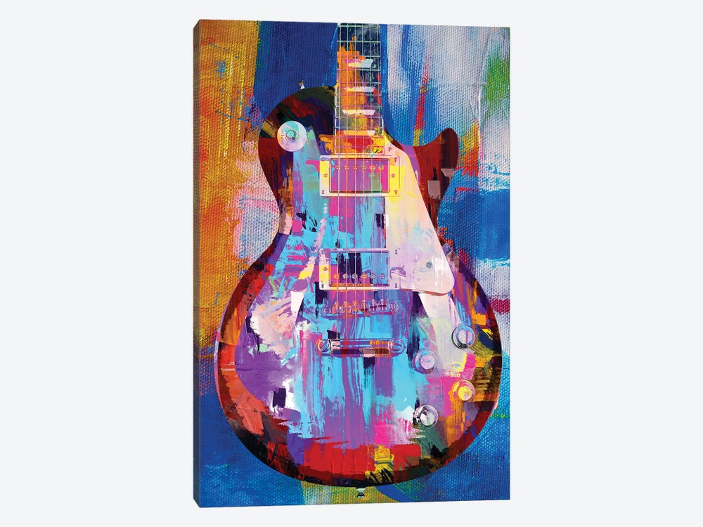 Painted Les Paul by The Pop Art Factory 1-piece Canvas Artwork