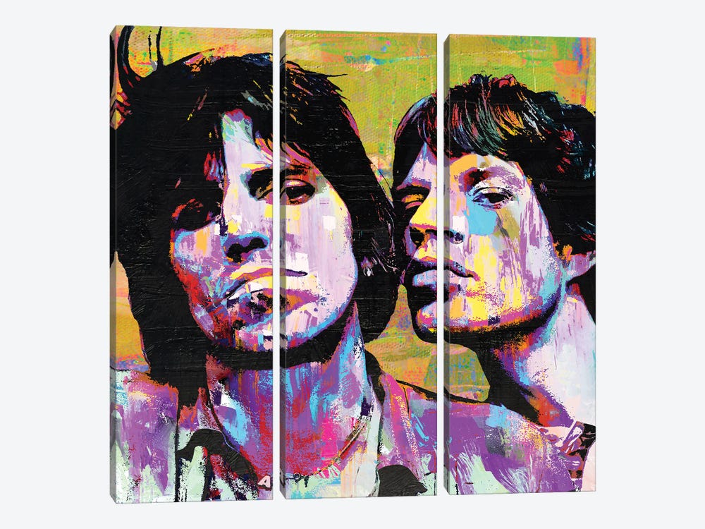 Mick Jagger And Keith Richards by The Pop Art Factory 3-piece Art Print