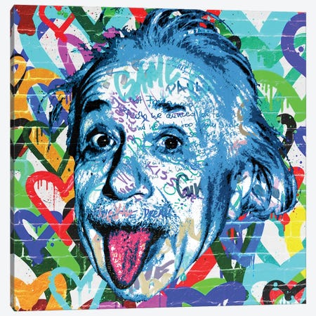 Love Einstein Graffiti Pop Art Canvas Print #PAF214} by The Pop Art Factory Canvas Art