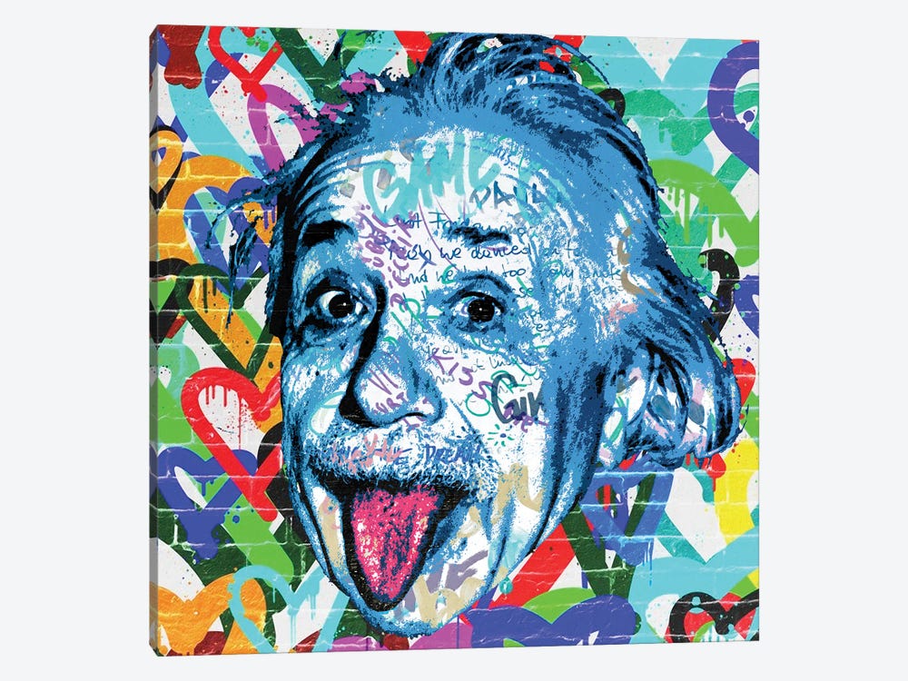 Love Einstein Graffiti Pop Art by The Pop Art Factory 1-piece Canvas Artwork