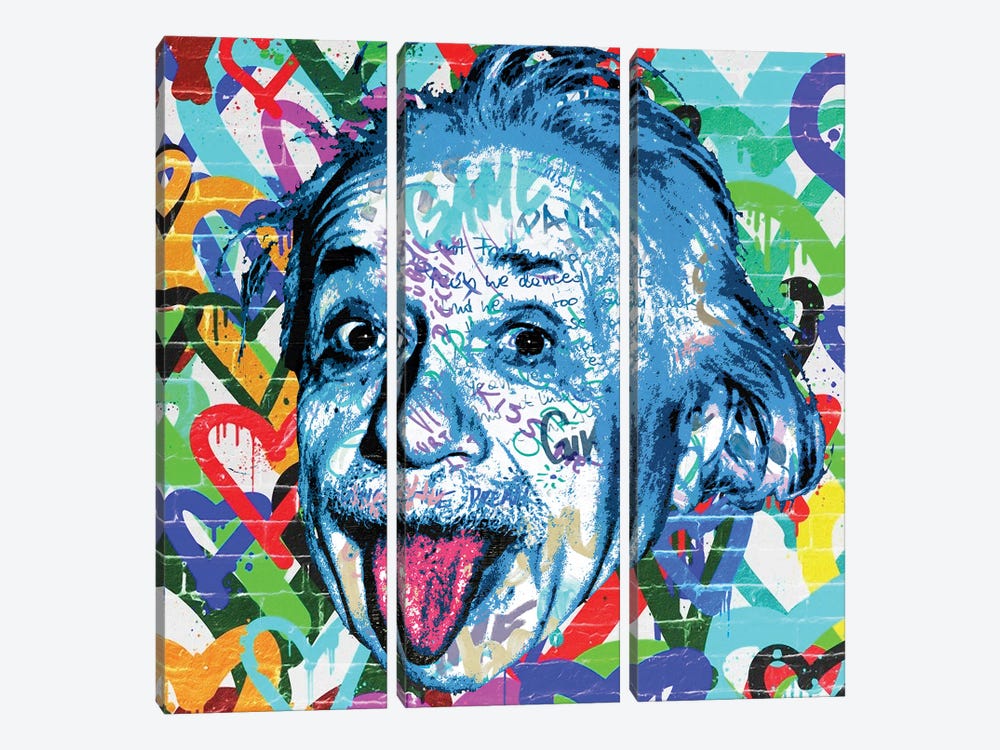 Love Einstein Graffiti Pop Art by The Pop Art Factory 3-piece Canvas Wall Art