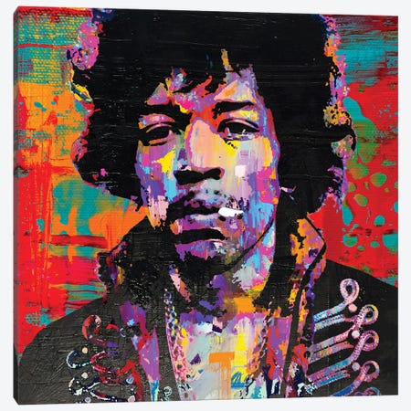 Jimi Hendrix Rockstar Pop Art Canvas Print #PAF215} by The Pop Art Factory Canvas Wall Art