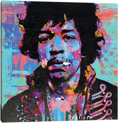 Jimi Hendrix Rockstar Pop Art II Canvas Art Print - Similar to Andy Warhol
