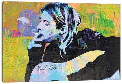 Kurt Cobain Nirvana Pop Art Canvas Art Print - Smoking Art