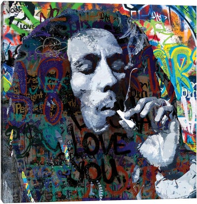 Bob Marley One Love Reggae Pop Art Canvas Art Print - Limited Editions