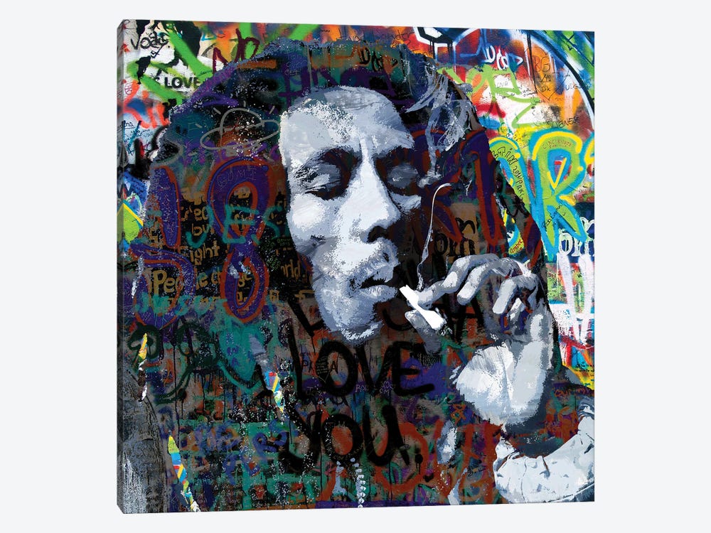 Bob Marley One Love Reggae Pop Art by The Pop Art Factory 1-piece Canvas Artwork