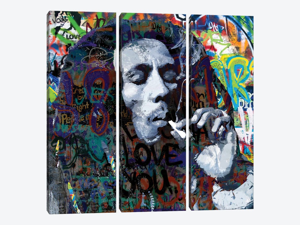 Bob Marley One Love Reggae Pop Art by The Pop Art Factory 3-piece Canvas Artwork