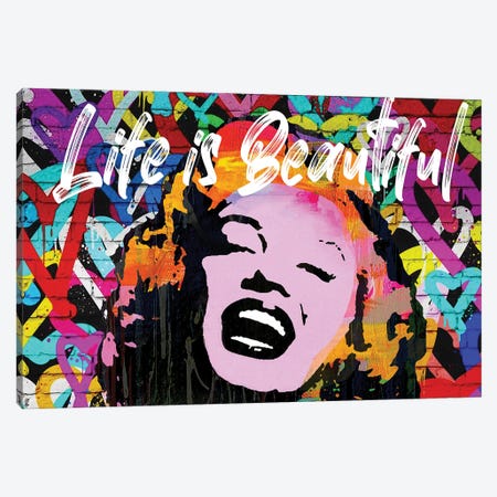 Love Marilyn Monroe Life Is Beautiful Pop Art Canvas Print #PAF221} by The Pop Art Factory Canvas Artwork