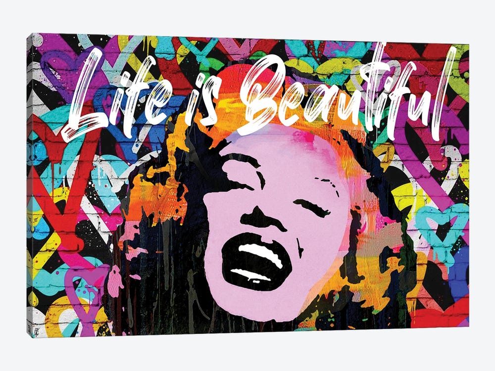 Love Marilyn Monroe Life Is Beautiful Pop Art by The Pop Art Factory 1-piece Canvas Wall Art