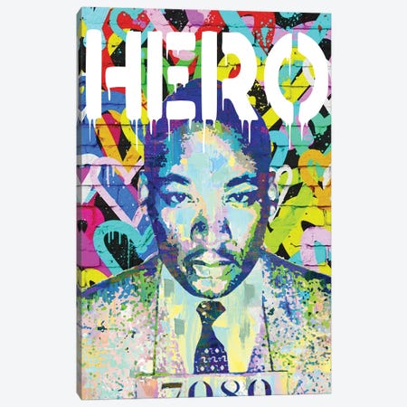Martin Luther King Jr Hero Pop Art Canvas Print #PAF223} by The Pop Art Factory Canvas Wall Art
