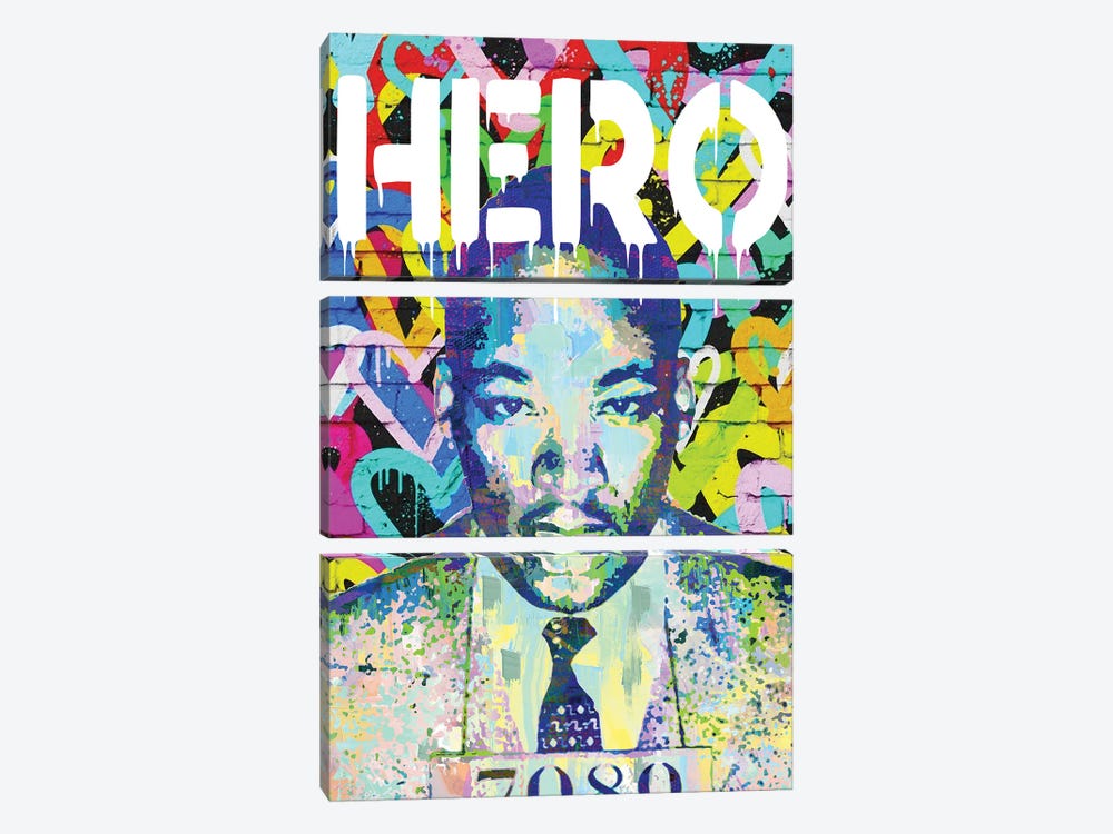 Martin Luther King Jr Hero Pop Art by The Pop Art Factory 3-piece Canvas Artwork