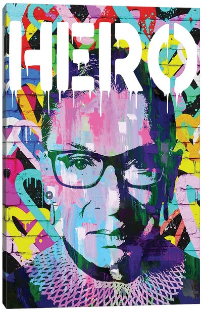 Ruth Bader Ginsberg Hero Pop Art Rbg Canvas Art Print - Inspirational Office