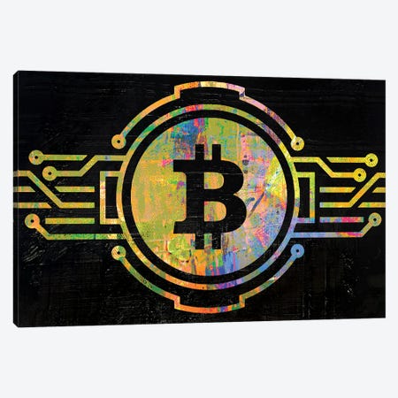 Bitcoin Two Canvas Print #PAF234} by The Pop Art Factory Canvas Wall Art