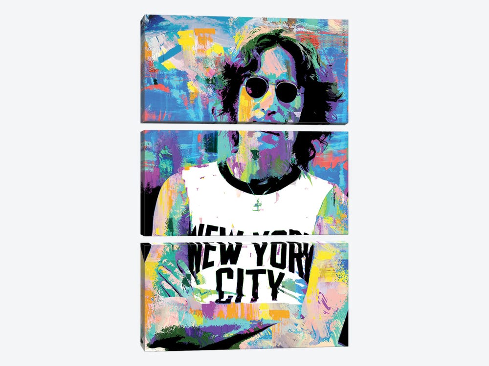 John Lennon New York City by The Pop Art Factory 3-piece Canvas Print