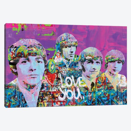 Beatles Love You Canvas Print #PAF253} by The Pop Art Factory Art Print