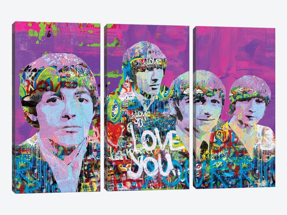 Beatles Love You by The Pop Art Factory 3-piece Canvas Art Print