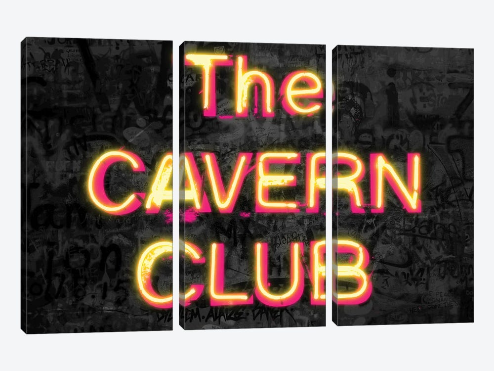 Beatles Cavern Club Neon Sign by The Pop Art Factory 3-piece Canvas Print