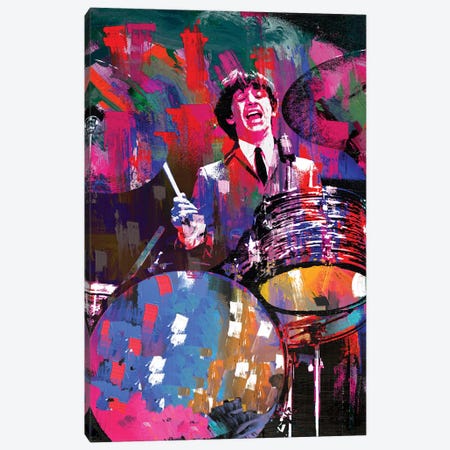 The Beatles Ringo Starr Playing Drums Canvas Print #PAF272} by The Pop Art Factory Canvas Art Print