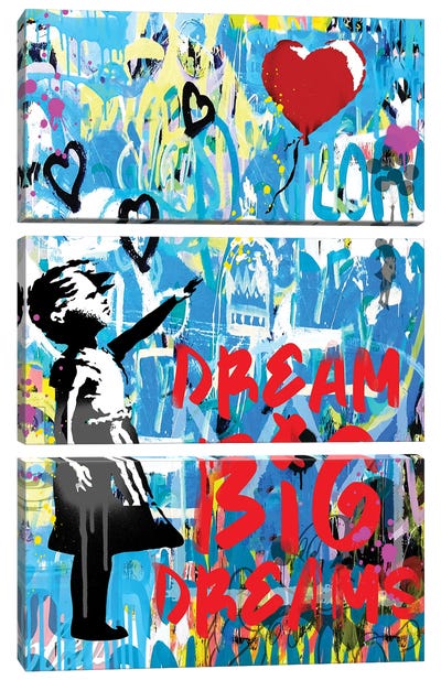 Dream Big Dreams Graffiti Street Art Canvas Art Print - 3-Piece Street Art