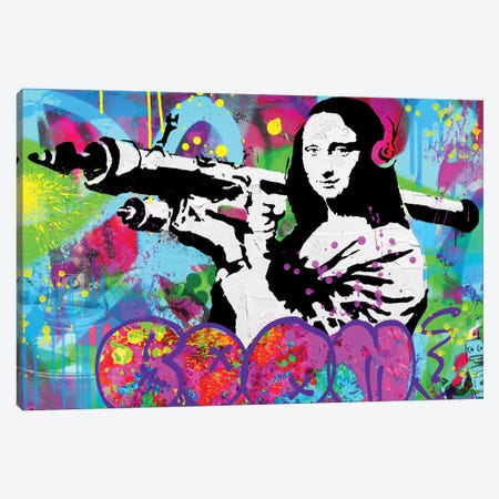 Boom Mona Lisa Graffiti Street Art Canvas Print #PAF282} by The Pop Art Factory Canvas Wall Art