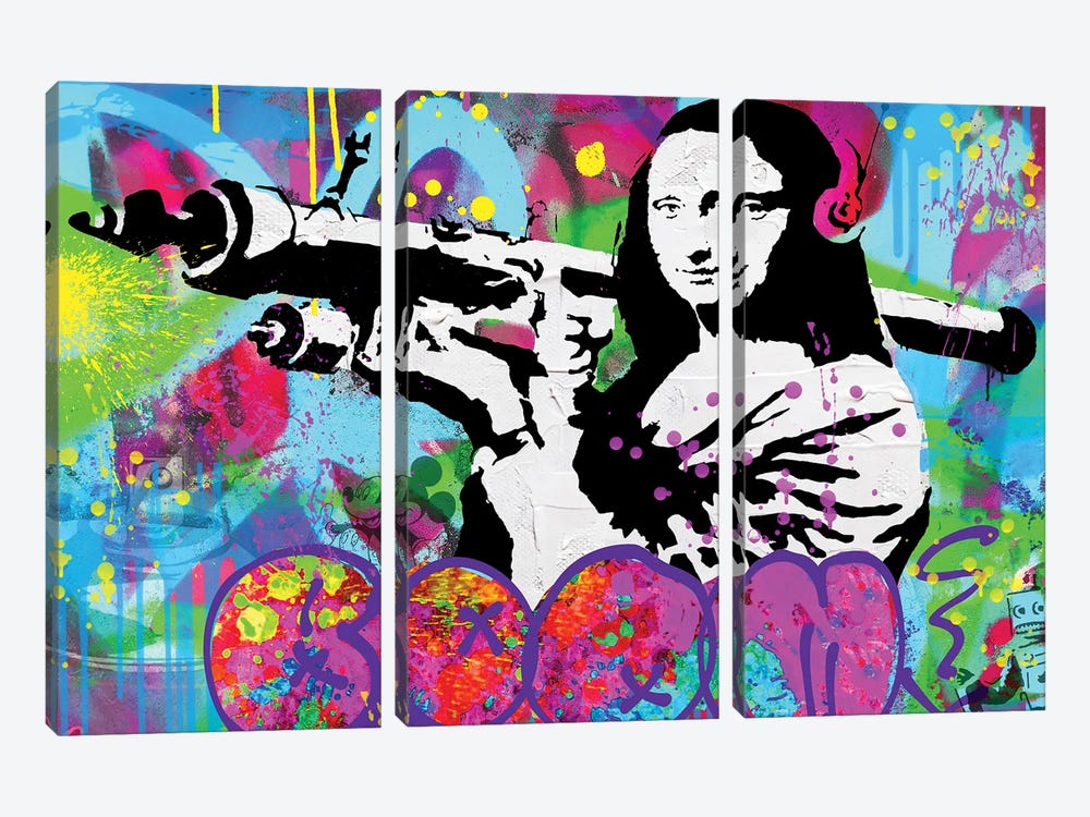 Boom Mona Lisa Graffiti Street Art by The Pop Art Factory 3-piece Canvas Art Print