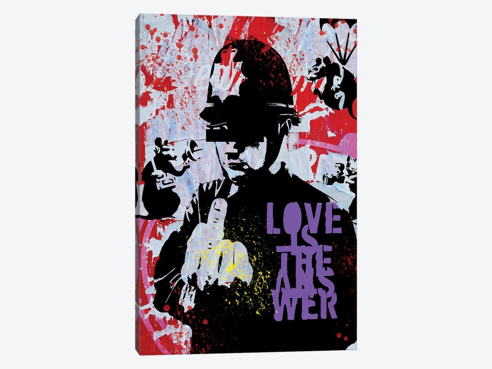 Love Is The Answer Graffiti Street Art by The Pop Art Factory 1-piece Canvas Artwork
