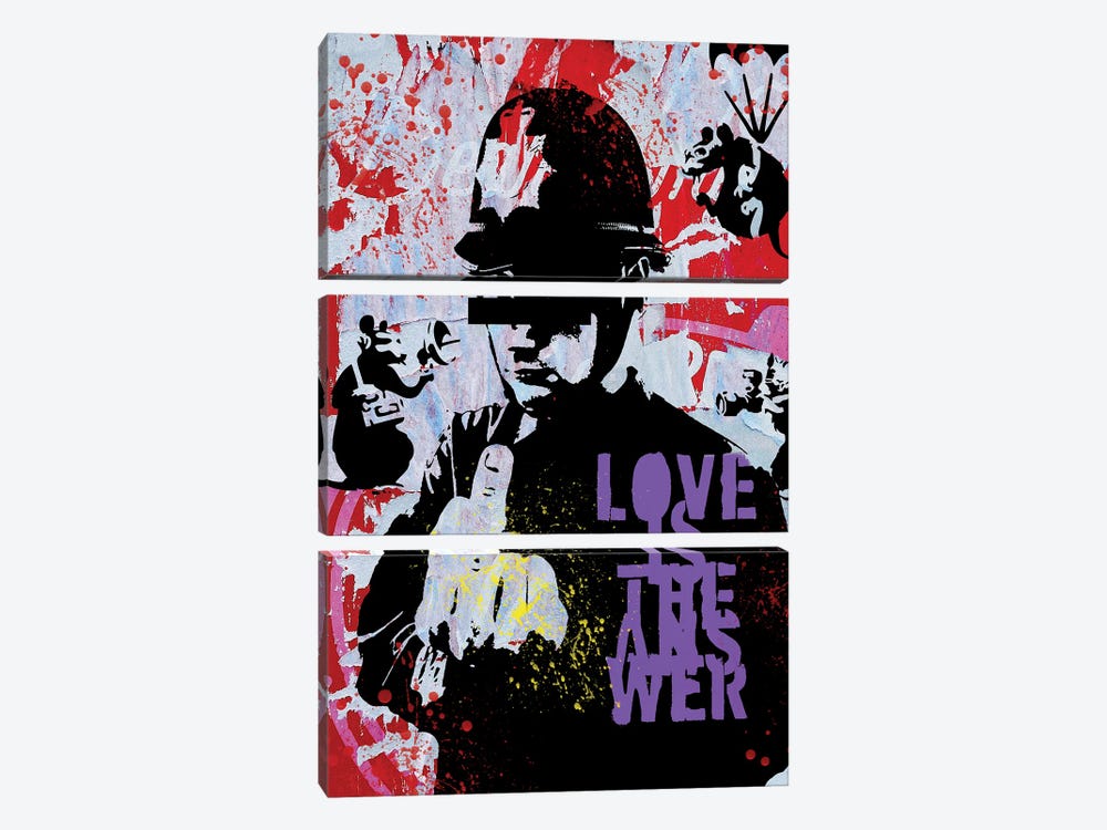 Love Is The Answer Graffiti Street Art by The Pop Art Factory 3-piece Canvas Wall Art