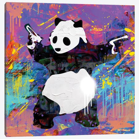 Pandamonium Graffiti Street Art Canvas Print #PAF289} by The Pop Art Factory Canvas Artwork