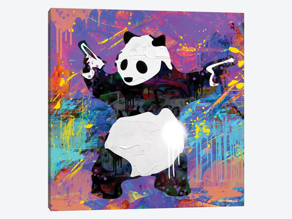 Pandamonium Graffiti Street Art by The Pop Art Factory 1-piece Canvas Art