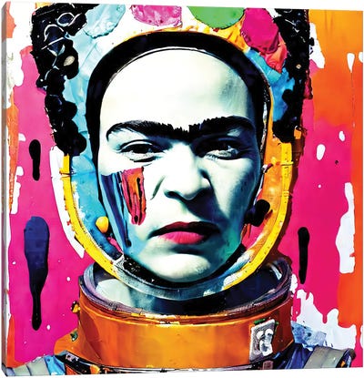 Celestial Frida In Spacesuit Canvas Art Print - The Pop Art Factory