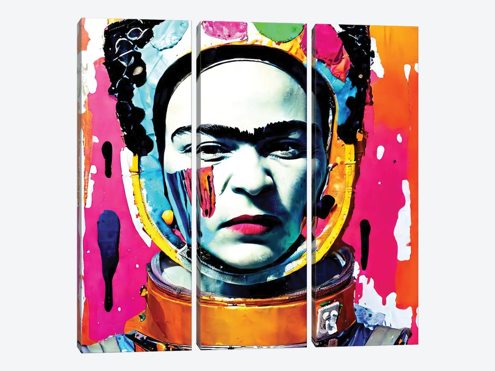 Celestial Frida In Spacesuit by The Pop Art Factory 3-piece Canvas Art Print