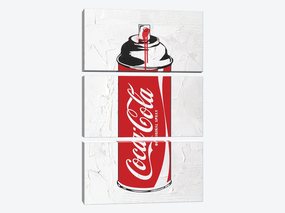 Coca-Cola Spray Paint Pop Art by The Pop Art Factory 3-piece Canvas Print