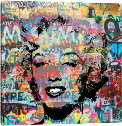 Marilyn Graffiti Pop Art Canvas Art Print - Best Selling Street Art