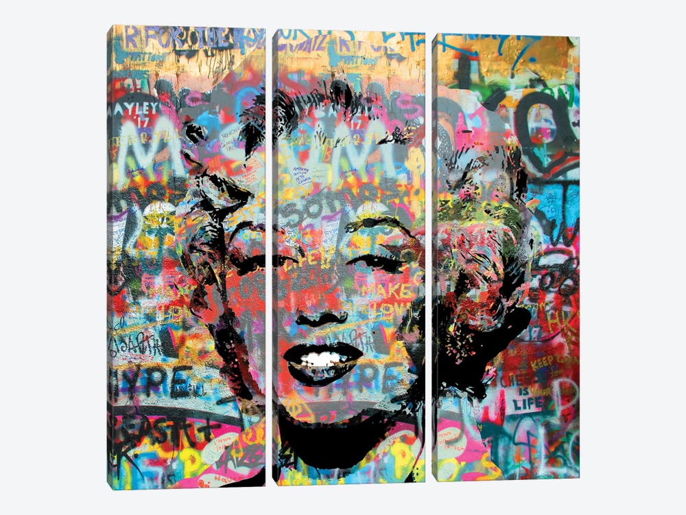 Marilyn Graffiti Pop Art by The Pop Art Factory 3-piece Canvas Wall Art